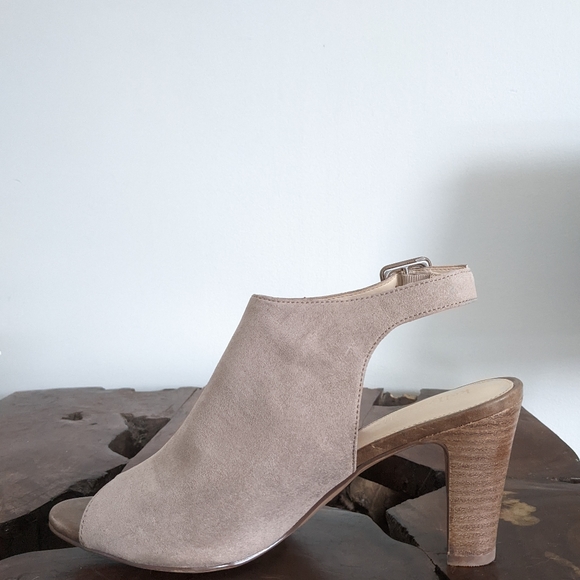 Suede Open Toe Heels - Picture 3 of 8